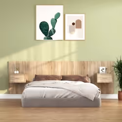La tête de lit robuste avec armoires, au design classique, donne à votre cadre de lit un aspect complet et convient à toute c ...