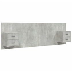 vidaXL Tête de lit avec armoires Gris béton Bois d'ingénierie - TU