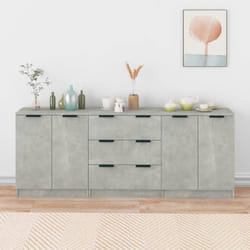 Vidaxl - Buffets 3 pcs gris béton bois d'ingénierie