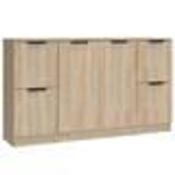 vidaXL Buffets 3 pcs Armoires Latérales avec Rangement Meubles de Salon Salle de Séjour Intérieur Moderne Chêne Sonoma 3115846