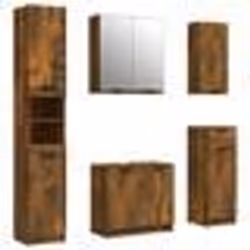 vidaXL Meubles de salle de bain 5 pcs Chêne fumé Bois d'ingénierie