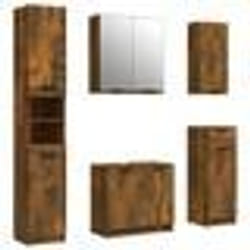 vidaXL Meubles de salle de bain 5 pcs Chêne fumé Bois d'ingénierie