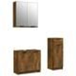 vidaXL Ensemble d'armoires de salle de bain 3 pcs chêne fumé