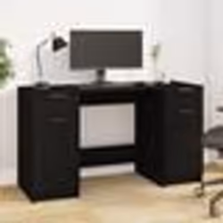 vidaXL Bureau avec armoire latérale Noir Bois d'ingénierie