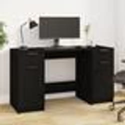 vidaXL Bureau avec armoire latérale Noir Bois d'ingénierie