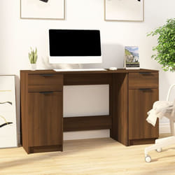 Vidaxl - Bureau avec armoire latérale Chêne marron Bois d'ingénierie