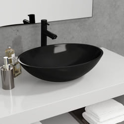 Lavabo Verre 50x37x14 cm Noir Vidaxl