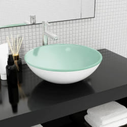 vidaXL Lavabo - Verre trempé blanc 42x14 cm