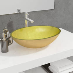 Lavabo Verre 50x37x14 cm Doré Vidaxl