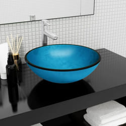 Lavabo Verre trempé 42x14 cm Bleu Vidaxl