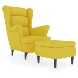 vidaXL Fauteuil à oreilles avec tabouret jaune moutarde velours - TU