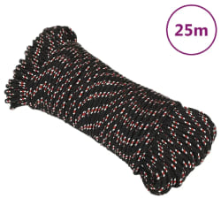 vidaXL Corde de bateau Noir 4 mm 25 m Polypropylène