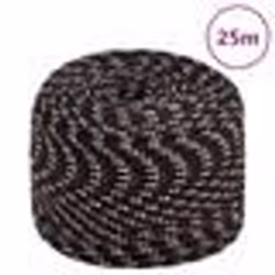 vidaXL Corde de bateau Noir 8 mm 25 m Polypropylène