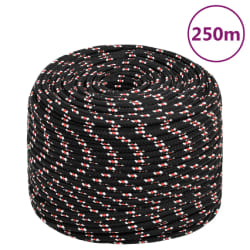 vidaXL Corde de bateau Noir 8 mm 250 m Polypropylène