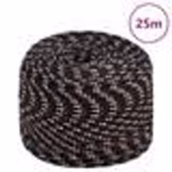 vidaXL Corde de bateau Noir 10 mm 25 m Polypropylène