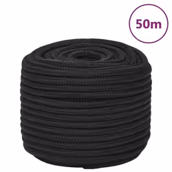 vidaXL Corde de bateau Noir complet 14 mm 50 m Polypropylène