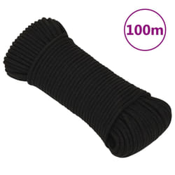 vidaXL Corde de travail Noir 5 mm 100 m Polyester