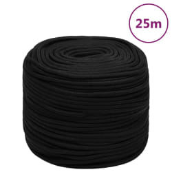 vidaXL Corde de travail Noir 6 mm 25 m Polyester