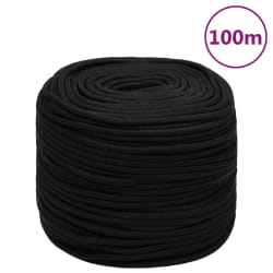 vidaXL Corde de travail Noir 6 mm 100 m Polyester