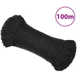 vidaXL Corde de travail Noir 3 mm 100 m polypropylène