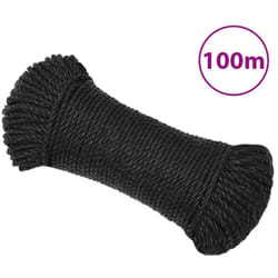 vidaXL Corde de travail Noir 6 mm 100 m polypropylène