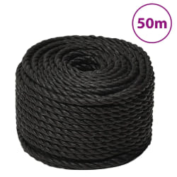 vidaXL Corde de travail 24 mm 50 m Noir