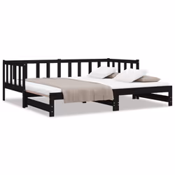 VidaXL 814668, lit sofa, Noir, Bois de pin, 1935 mm, 960 mm, 660 mm