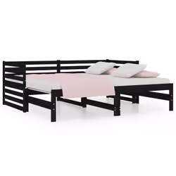 VidaXL 814713, lit sofa, Noir, Bois de pin, 2035 mm, 855 mm, 685 mm