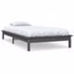 vidaXL Cadre de lit sans matelas gris 100x200 cm bois massif - 100 x 200 cm