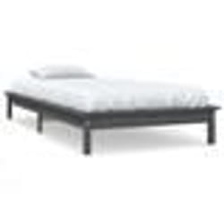 vidaXL Cadre de lit sans matelas gris 100x200 cm bois massif - 100 x 200 cm