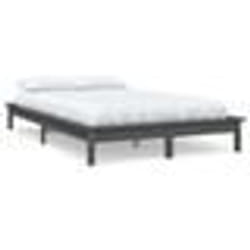 vidaXL Cadre de lit sans matelas gris bois massif - 80 x 200 cm