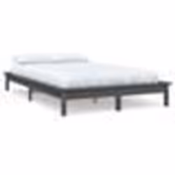 vidaXL Cadre de lit sans matelas gris 200x200 cm bois massif - 200 x 200 cm