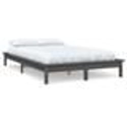 vidaXL Cadre de lit sans matelas gris 200x200 cm bois massif - 200 x 200 cm