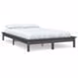 vidaXL Cadre de lit sans matelas gris bois massif - 120 x 190 cm