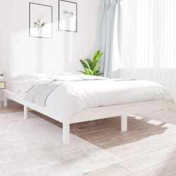 vidaXL Cadre de lit sans matelas blanc 140x190 cm bois de pin massif - 140 x 190 cm