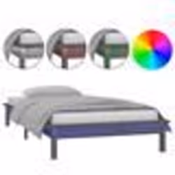 vidaXL Cadre de lit à LED sans matelas gris 90x200 cm bois massif - 90 x 200 cm