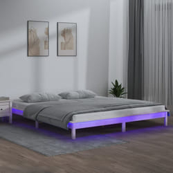 Vidaxl - Cadre de lit à led blanc 120x200 cm bois massif