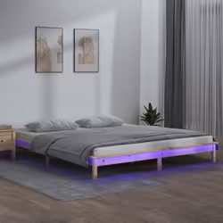 vidaXL Cadre de lit à LED 140x200 cm bois massif 820606