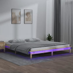 vidaXL Cadre de lit à LED 140x200 cm bois massif 820606