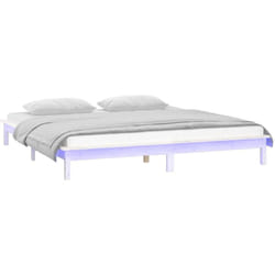 Cadre de lit à led sans matelas blanc 160x200 cm bois massif Vidaxl