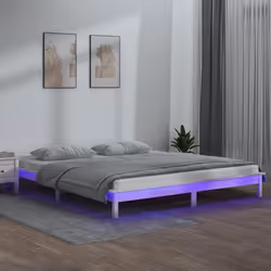 vidaXL Cadre de lit à LED sans matelas blanc 180x200 cm bois massif - 80 x 200 cm