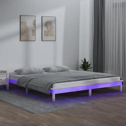 vidaXL Cadre de lit à LED sans matelas blanc 180x200 cm bois massif - 80 x 200 cm