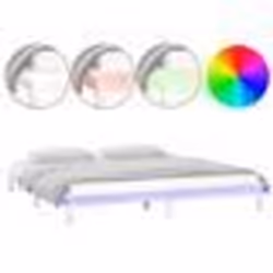 vidaXL Cadre de lit à LED sans matelas blanc 135x190 cm bois massif - 135 x 190 cm
