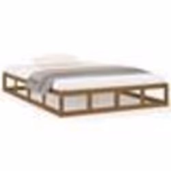 vidaXL Cadre de lit sans matelas marron miel 150x200 cm bois massif - 150 x 200 cm