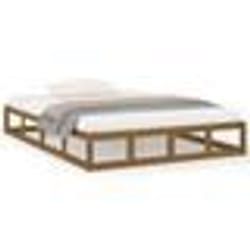 vidaXL Cadre de lit sans matelas marron miel 150x200 cm bois massif - 150 x 200 cm