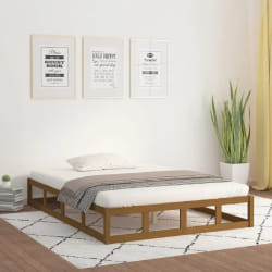 VIDAXL Cadre de lit Bois massif 120x190 cm Marron miel