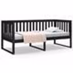 vidaXL Lit de jour sans matelas noir 90x190 cm bois de pin massif - 90 x 190 cm