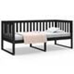 vidaXL Lit de jour sans matelas noir 90x190 cm bois de pin massif - 90 x 190 cm