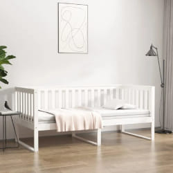 vidaXL Lit de jour sans matelas blanc 100x200 cm bois de pin massif - 100 x 200 cm