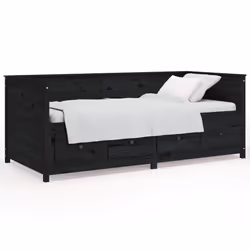VidaXL 820900, lit sofa, Noir, Bois de pin, 2075 mm, 1070 mm, 800 mm